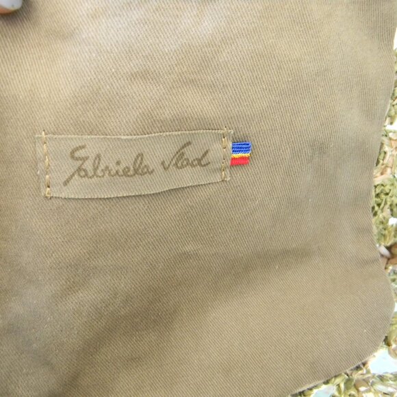 Gabriela Vlad GREEN/TAN WICKER STRAW BUCKET BAG SUMMER BOHO LEATHER TRIM - Picture 9 of 9